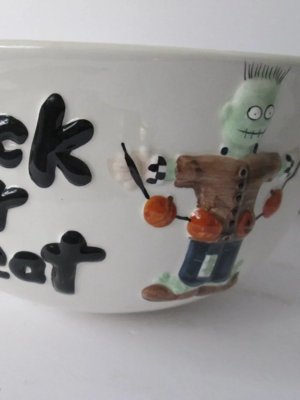 Vtg 1998 Halloween Candy Bowl Debbie Mumm Sakura Frankenstein Owl Trick or Treat